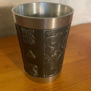 Vintage Mullingar Irish Pewter Whiskey Beaker, decorative cup 1974